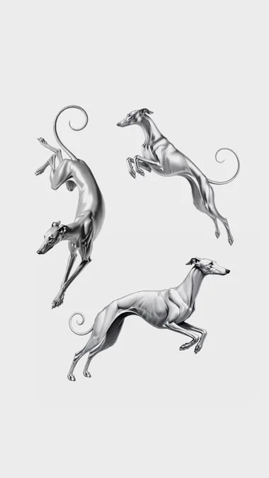 Flash #016 — Greyhounds fine line flash tattoo in Prague by Andrey Kovalov
