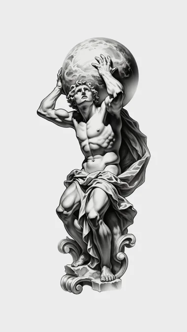Flash #018 — Atlas fine line flash tattoo in Prague by Andrey Kovalov